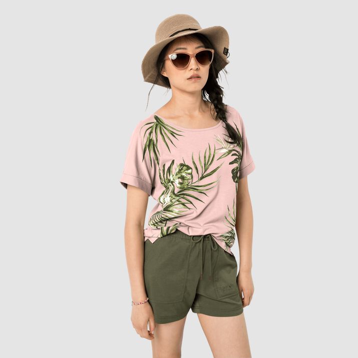 Jack Wolfskin Womens Tropical Leaf T-shirt Pink 506973FWL